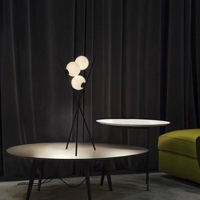 Contemporary Creative PLA 3D Moon Shade Iron Geometric Straight Line 3-Light Table Lamp For Bedroom