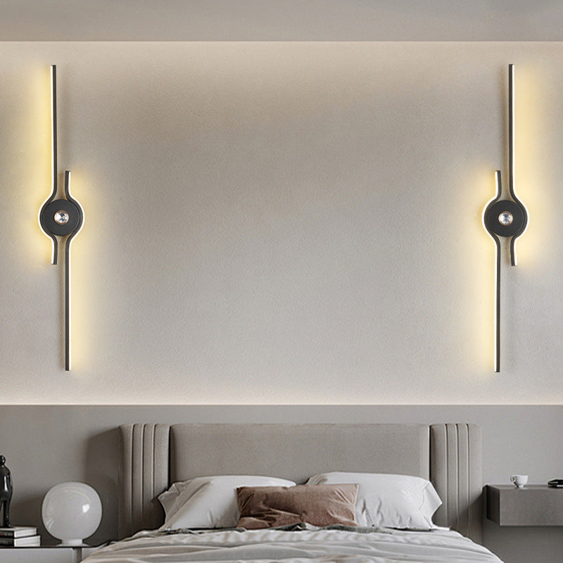 Modern Minimalist Aluminum Iron Long Strip LED Wall Sconce Lamp For Living Room