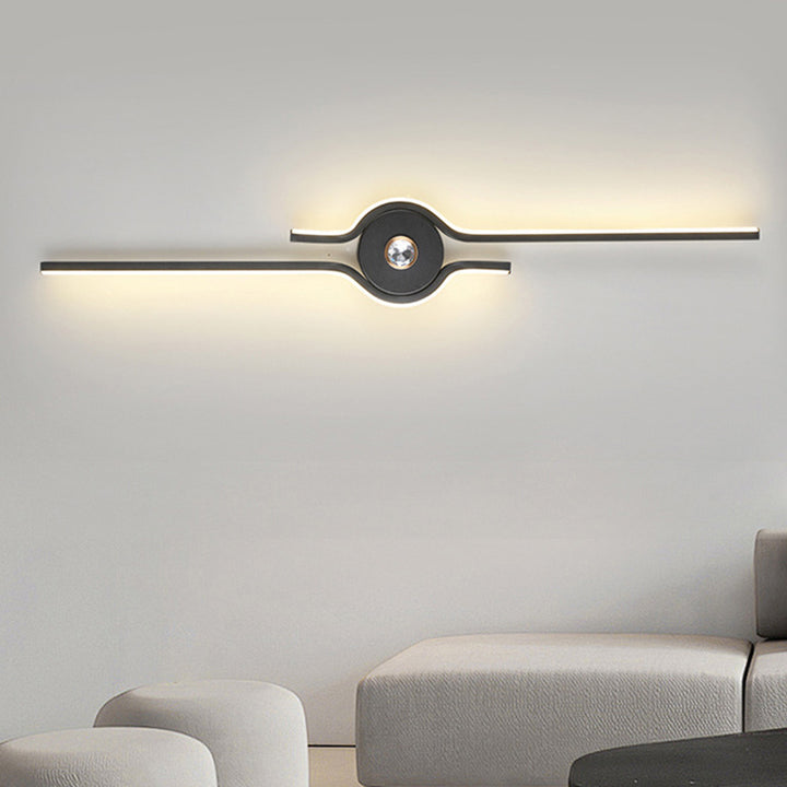 Modern Minimalist Aluminum Iron Long Strip LED Wall Sconce Lamp For Living Room