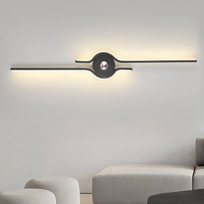 Moderne minimalistische Aluminium-Eisen-Langstreifen-LED-Wandleuchte für das Wohnzimmer 