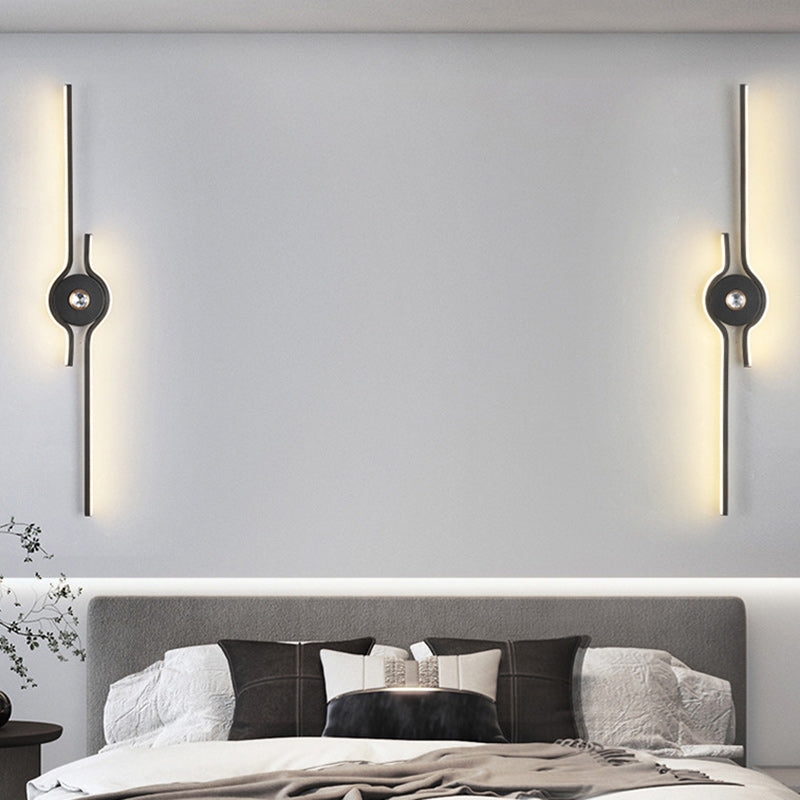Modern Minimalist Aluminum Iron Long Strip LED Wall Sconce Lamp For Living Room