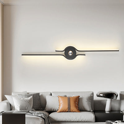 Moderne minimalistische Aluminium-Eisen-Langstreifen-LED-Wandleuchte für das Wohnzimmer 