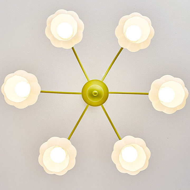 Chandelier traditionnel à cadre en fer français avec abat-jour en verre citrouille 6/8 lumières pour salon 