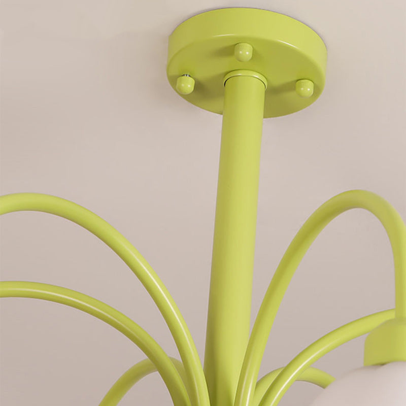 Chandelier traditionnel à cadre en fer français avec abat-jour en verre citrouille 6/8 lumières pour salon 