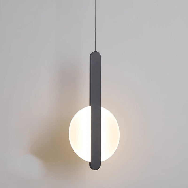 Contemporary Scandinavian Geometric Circle Acrylic Iron LED Pendant Light For Bedroom