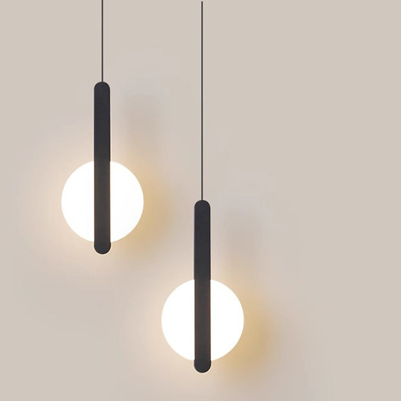 Contemporary Scandinavian Geometric Circle Acrylic Iron LED Pendant Light For Bedroom