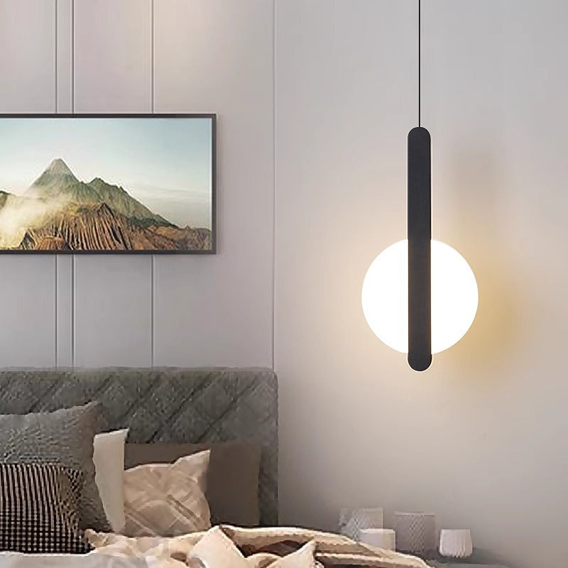Zeitgenössische skandinavische geometrische Kreis-Acryl-Eisen-LED-Pendelleuchte für das Schlafzimmer 