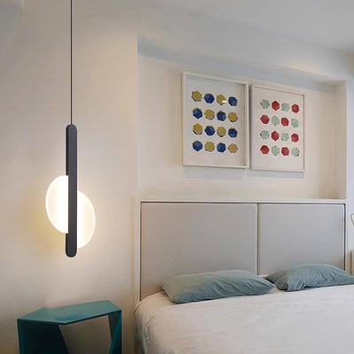 Contemporary Scandinavian Geometric Circle Acrylic Iron LED Pendant Light For Bedroom