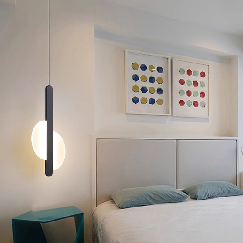 Contemporary Scandinavian Geometric Circle Acrylic Iron LED Pendant Light For Bedroom