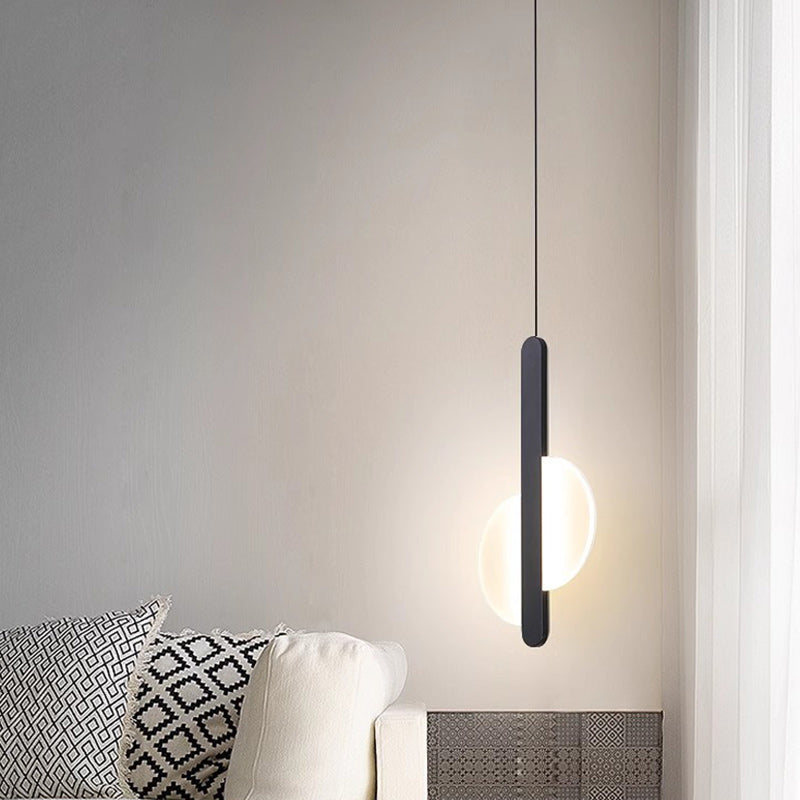 Contemporary Scandinavian Geometric Circle Acrylic Iron LED Pendant Light For Bedroom