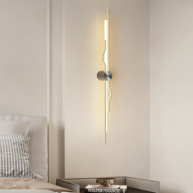 مصباح حائط LED من الحديد والأكريليك المموج بتصميم حديث وبسيط لغرفة المعيشة 