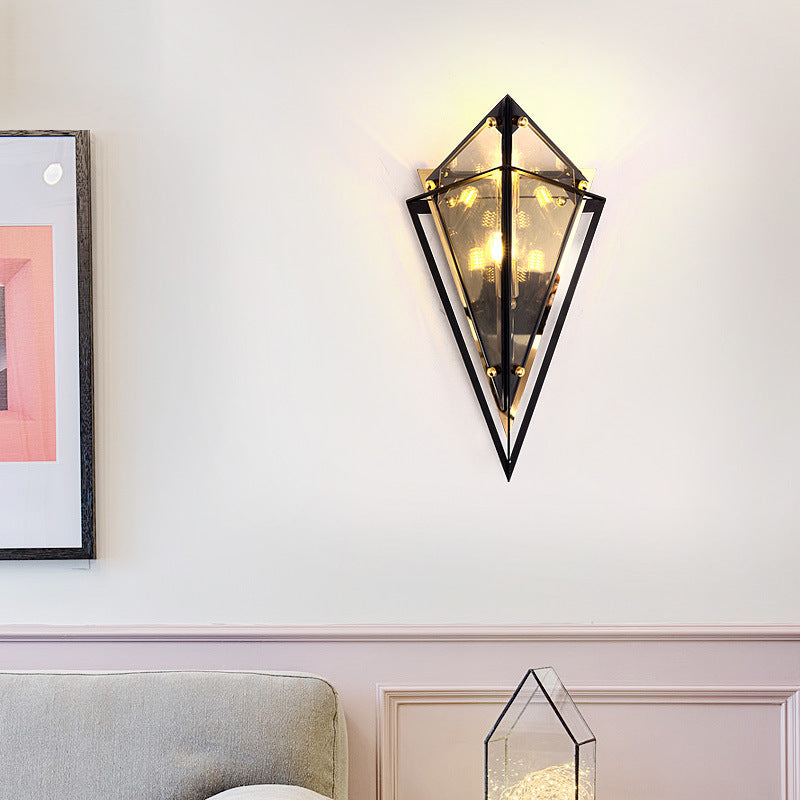 Applique murale 1 lumière en verre à matériel rhombique créatif contemporain pour chambre 
