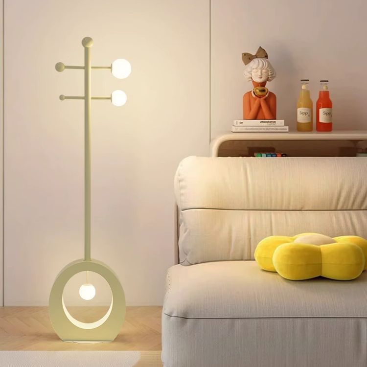 Lampadaire contemporain nordique coloré en forme de pain de sucre rond en fer et verre avec 1 lumière pour salon 