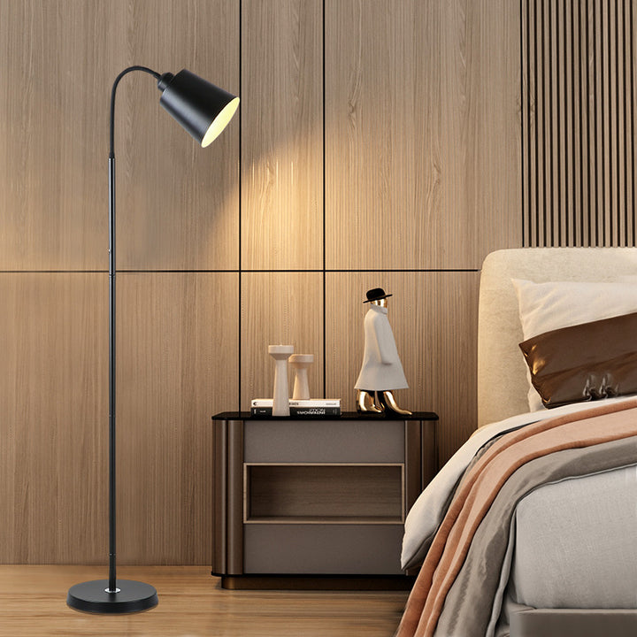 Lampe de sol contemporaine à arc avec abat-jour en fer cylindrique nordique 1 lumière pour salon 