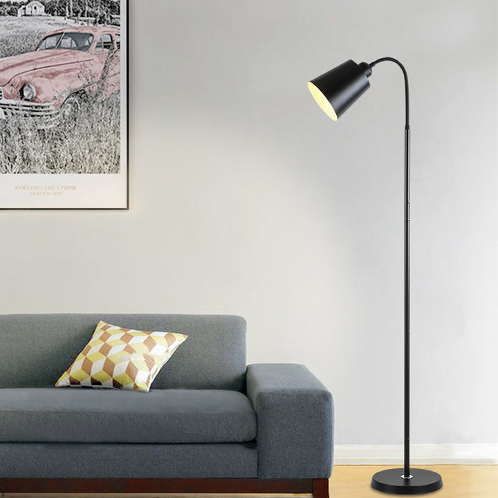 Lampe de sol contemporaine à arc avec abat-jour en fer cylindrique nordique 1 lumière pour salon 