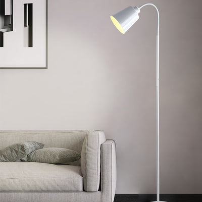 Contemporary Nordic Cylinder Iron Shade Arc Rod 1-Light Standing Floor Lamp For Living Room