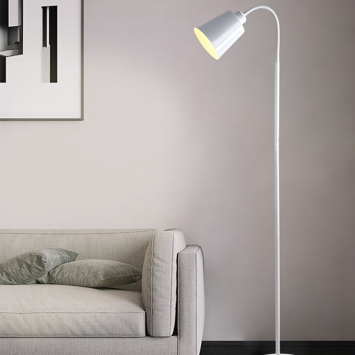 Contemporary Nordic Cylinder Iron Shade Arc Rod 1-Light Standing Floor Lamp For Living Room