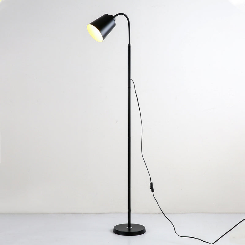 Contemporary Nordic Cylinder Iron Shade Arc Rod 1-Light Standing Floor Lamp For Living Room