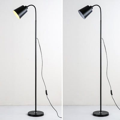 Contemporary Nordic Cylinder Iron Shade Arc Rod 1-Light Standing Floor Lamp For Living Room