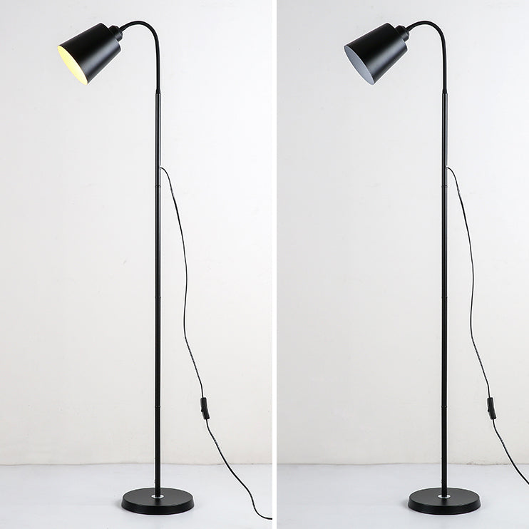 Contemporary Nordic Cylinder Iron Shade Arc Rod 1-Light Standing Floor Lamp For Living Room