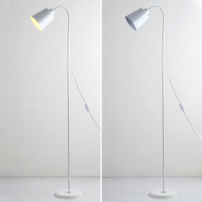 Contemporary Nordic Cylinder Iron Shade Arc Rod 1-Light Standing Floor Lamp For Living Room