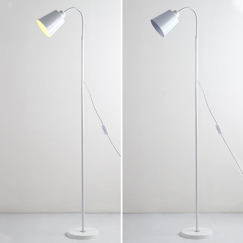 Contemporary Nordic Cylinder Iron Shade Arc Rod 1-Light Standing Floor Lamp For Living Room