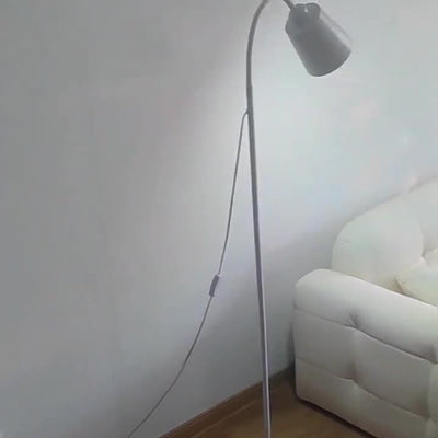 Contemporary Nordic Cylinder Iron Shade Arc Rod 1-Light Standing Floor Lamp For Living Room