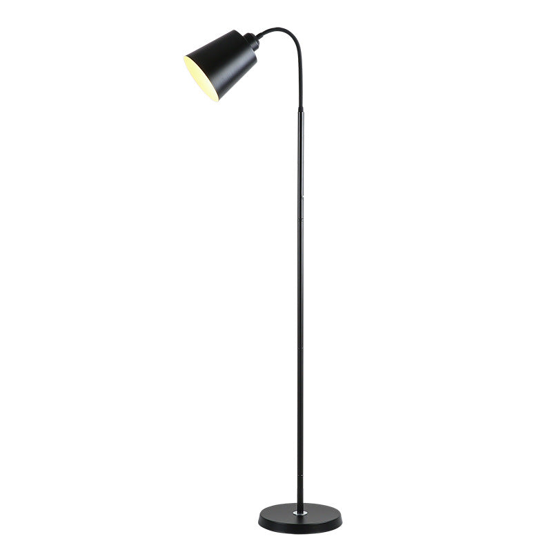 Contemporary Nordic Cylinder Iron Shade Arc Rod 1-Light Standing Floor Lamp For Living Room