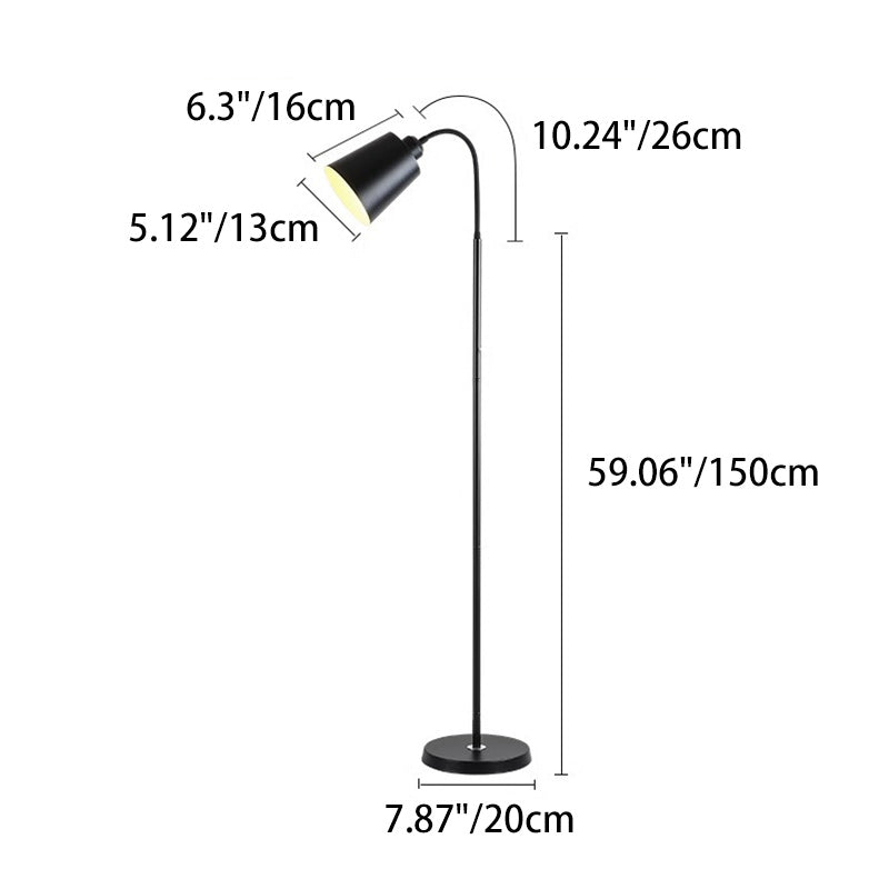 Contemporary Nordic Cylinder Iron Shade Arc Rod 1-Light Standing Floor Lamp For Living Room