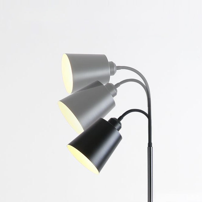 Contemporary Nordic Cylinder Iron Shade Arc Rod 1-Light Standing Floor Lamp For Living Room