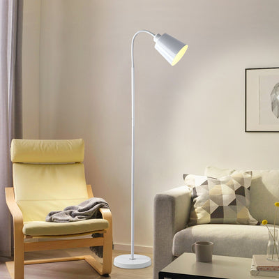 Contemporary Nordic Cylinder Iron Shade Arc Rod 1-Light Standing Floor Lamp For Living Room