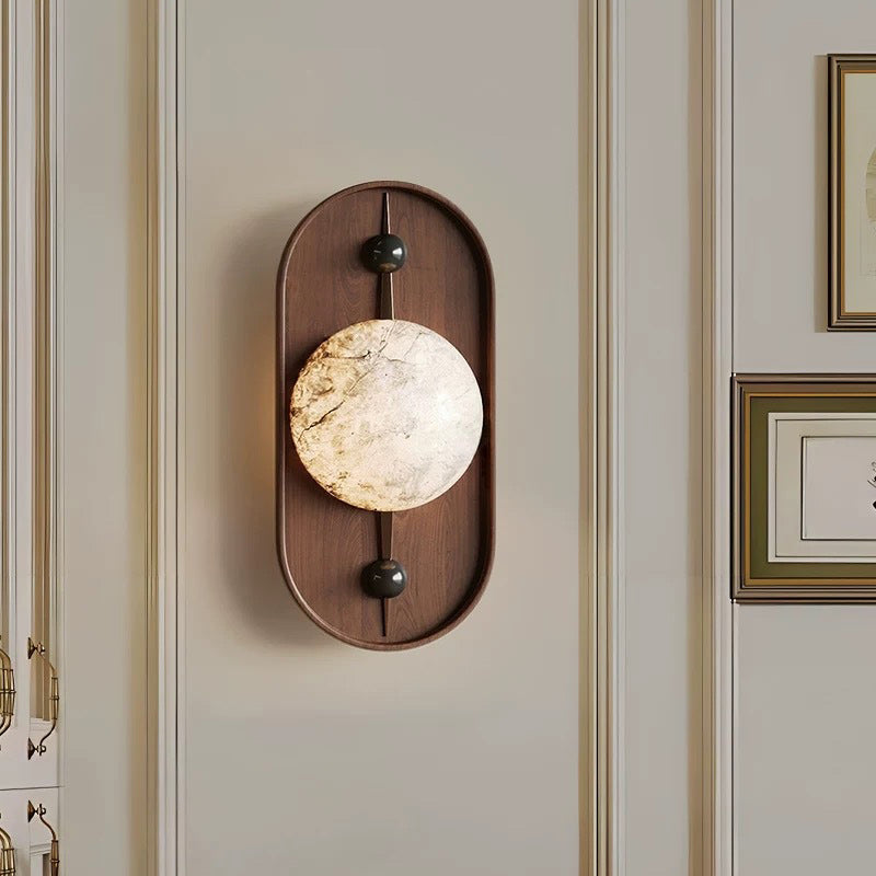 Applique murale 1 lumière avec abat-jour sphérique en marbre ovale en fer traditionnel français pour salon 