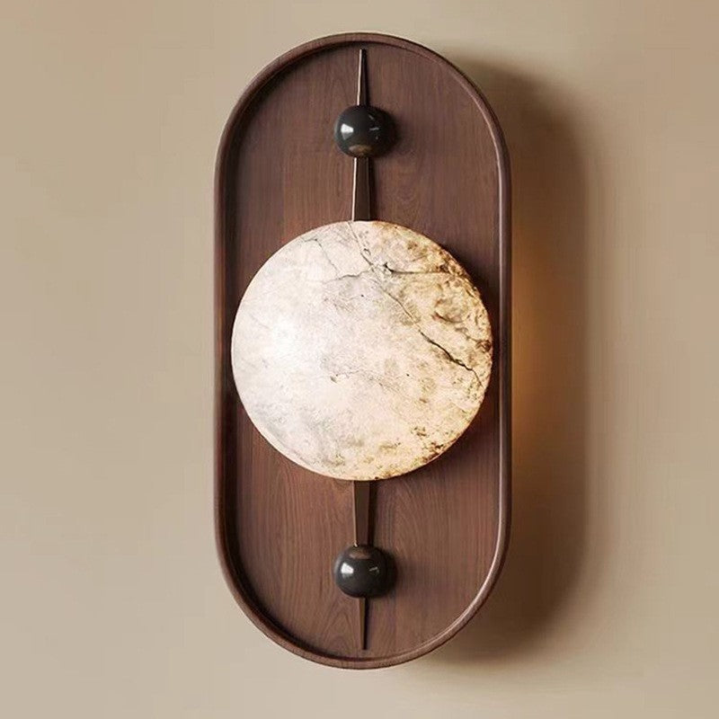 Applique murale 1 lumière avec abat-jour sphérique en marbre ovale en fer traditionnel français pour salon 