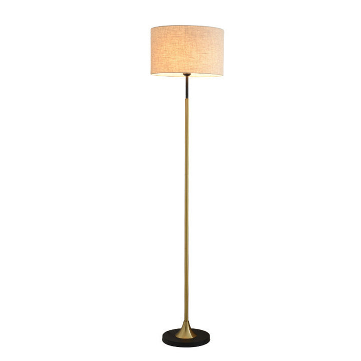 Lampe de sol contemporaine en fer avec abat-jour en tissu cylindrique à 1 lumière pour le salon 