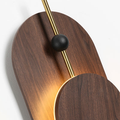 Contemporary Nordic Ellipse Iron Solid Wood LED Wall Sconce Lamp For Living Room