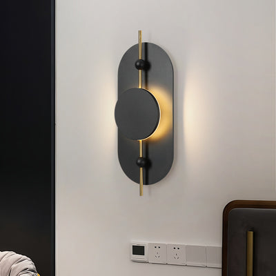 Contemporary Nordic Ellipse Iron Solid Wood LED Wall Sconce Lamp For Living Room