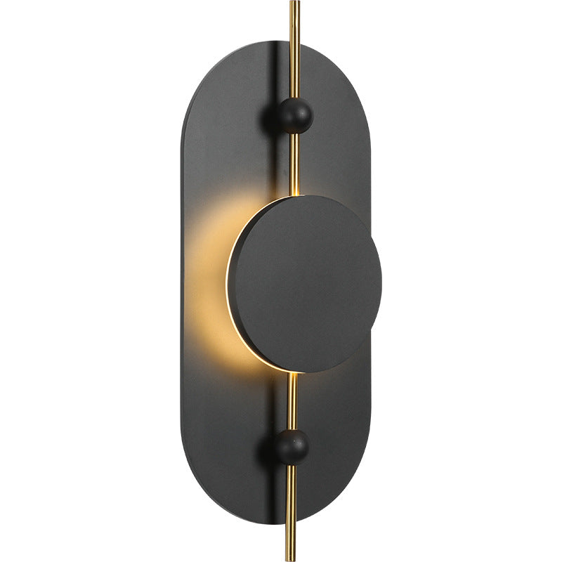 Contemporary Nordic Ellipse Iron Solid Wood LED Wall Sconce Lamp For Living Room