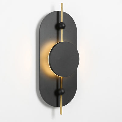 Contemporary Nordic Ellipse Iron Solid Wood LED Wall Sconce Lamp For Living Room