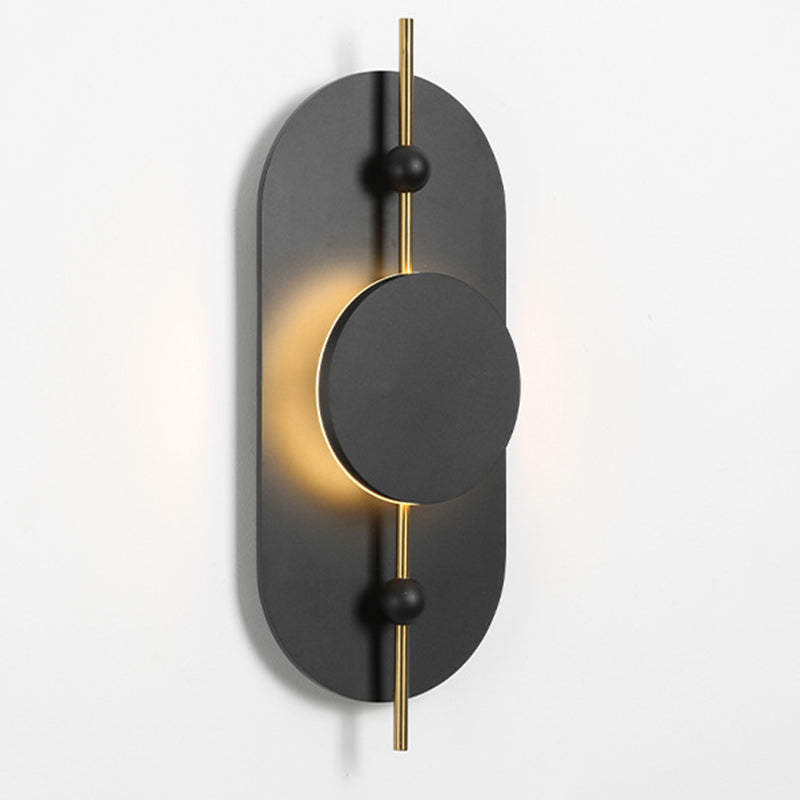 Contemporary Nordic Ellipse Iron Solid Wood LED Wall Sconce Lamp For Living Room