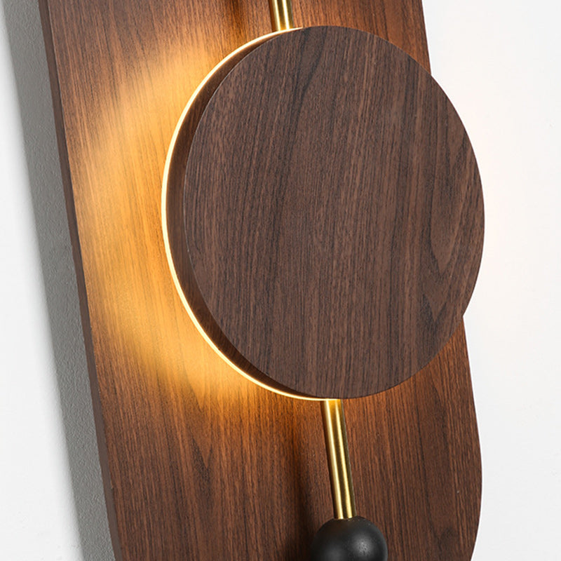 Contemporary Nordic Ellipse Iron Solid Wood LED Wall Sconce Lamp For Living Room