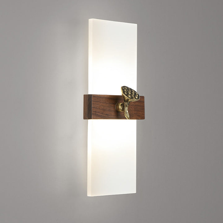 Aplique de pared LED con pantalla acrílica de madera de nogal rectangular tradicional china para sala de estar 