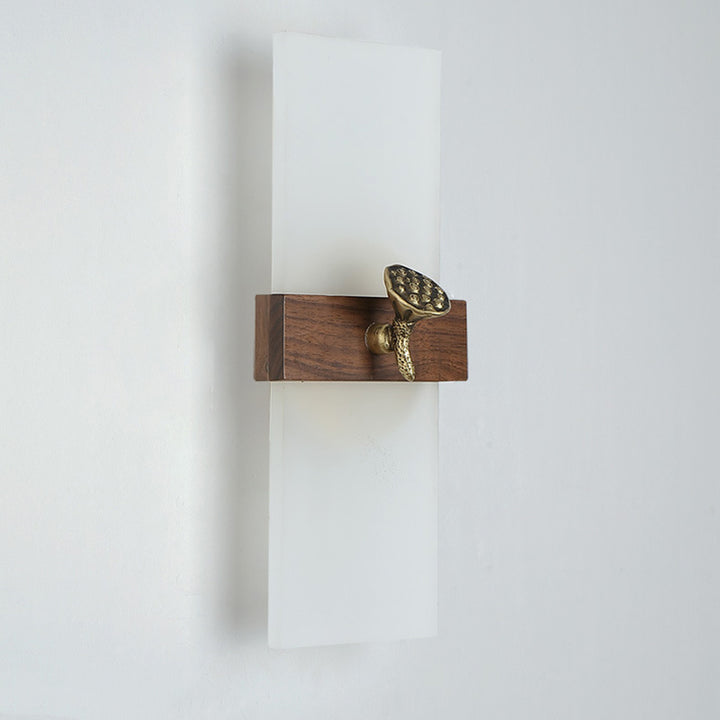 Aplique de pared LED con pantalla acrílica de madera de nogal rectangular tradicional china para sala de estar 