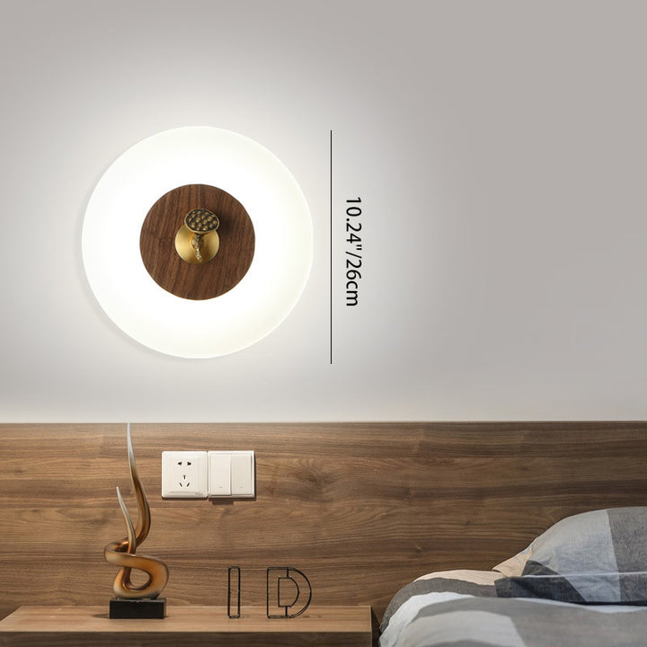 Aplique de pared LED con pantalla acrílica de madera de nogal rectangular tradicional china para sala de estar 