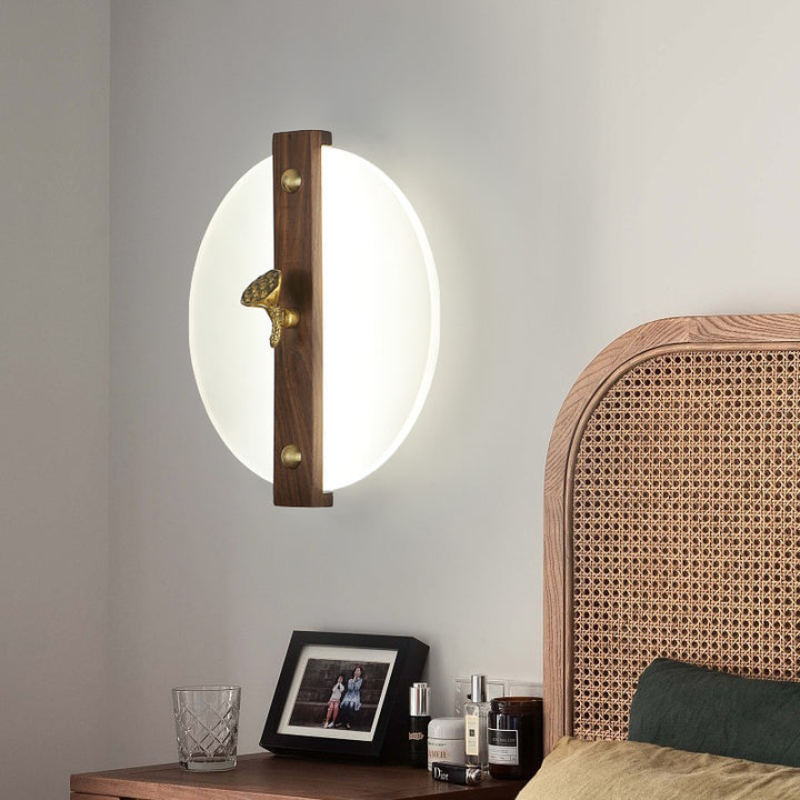 Aplique de pared LED con pantalla acrílica de madera de nogal rectangular tradicional china para sala de estar 