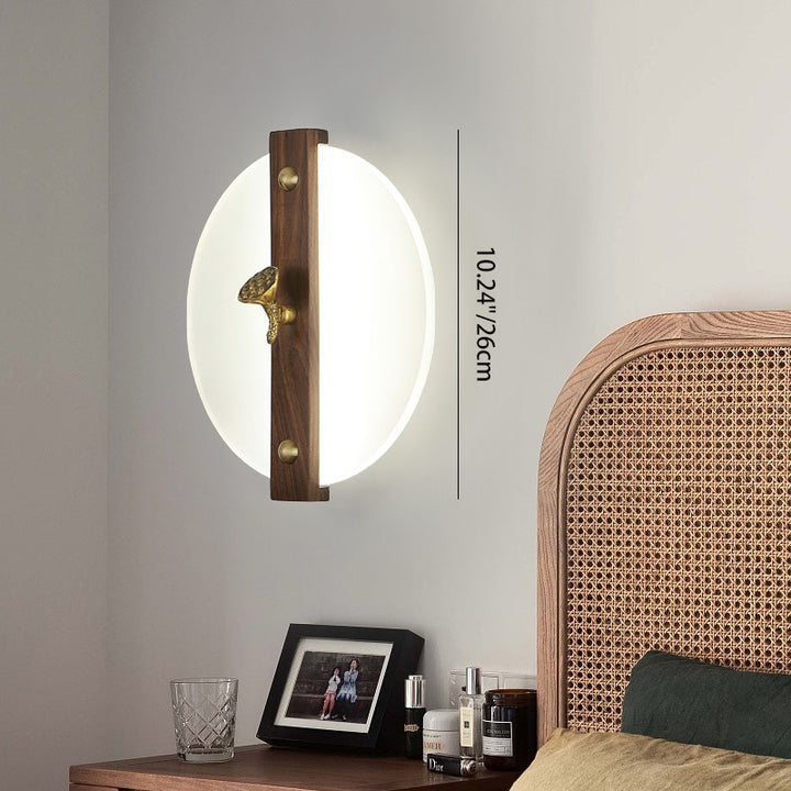 Aplique de pared LED con pantalla acrílica de madera de nogal rectangular tradicional china para sala de estar 