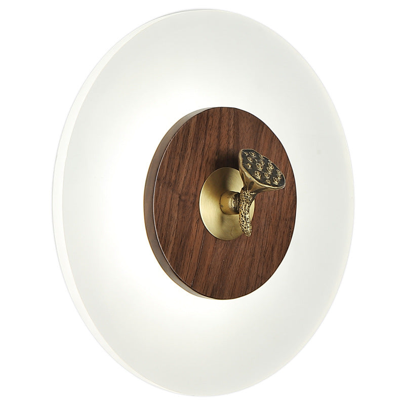 Aplique de pared LED con pantalla acrílica de madera de nogal rectangular tradicional china para sala de estar 