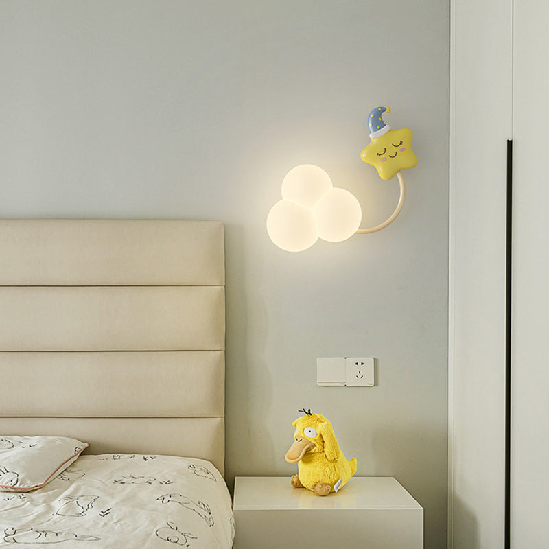 Contemporain Créatif Arc-en-ciel Montgolfière Cerf-volant Fer PE LED Applique Murale Lampe Pour Salon 