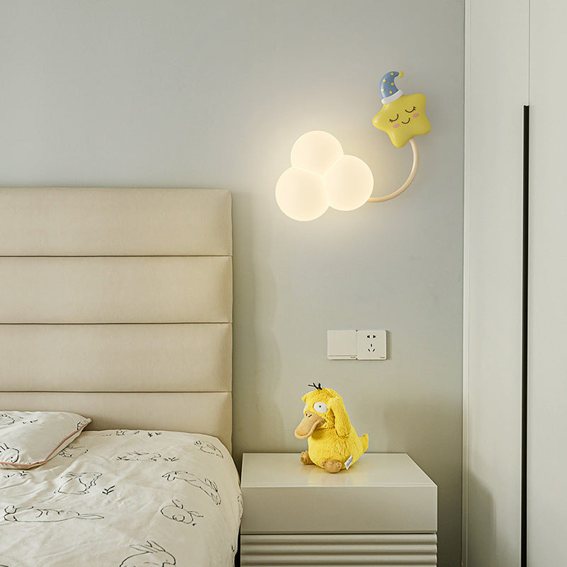 Contemporain Créatif Arc-en-ciel Montgolfière Cerf-volant Fer PE LED Applique Murale Lampe Pour Salon 
