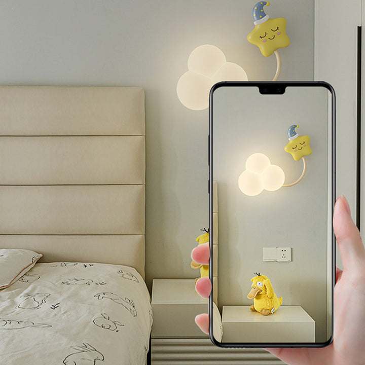 Contemporain Créatif Arc-en-ciel Montgolfière Cerf-volant Fer PE LED Applique Murale Lampe Pour Salon 