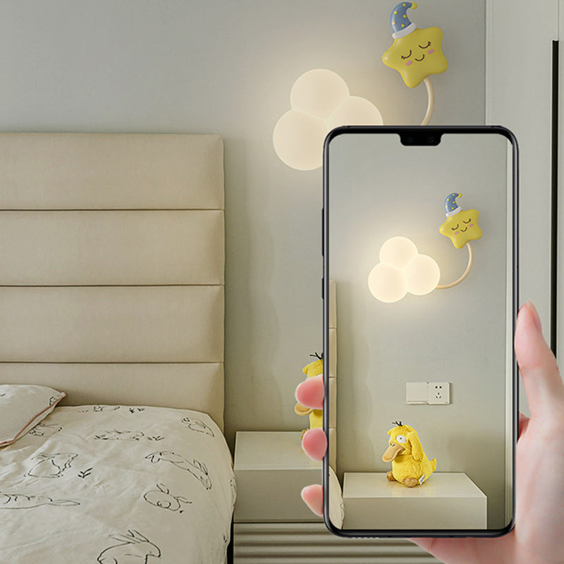 Contemporain Créatif Arc-en-ciel Montgolfière Cerf-volant Fer PE LED Applique Murale Lampe Pour Salon 